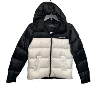 Marmot women’s guides down hoodie XS  black/ white $250